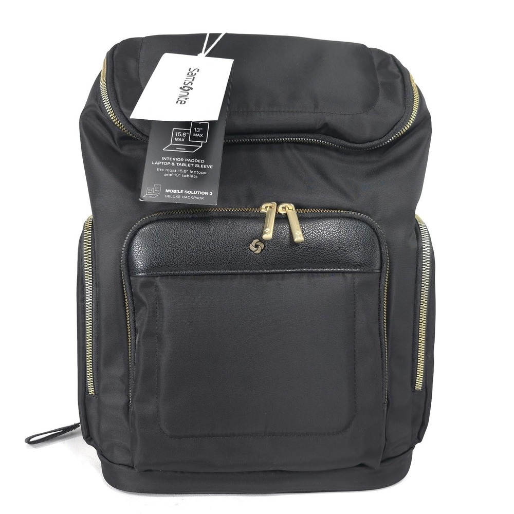 SAMSONITE New Backpack Laptop Black Gold Mobile Solution 2 Deluxe BP 157213-1041